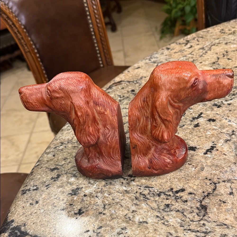 Pair of Vintage Irish Setter Bookends or Busts